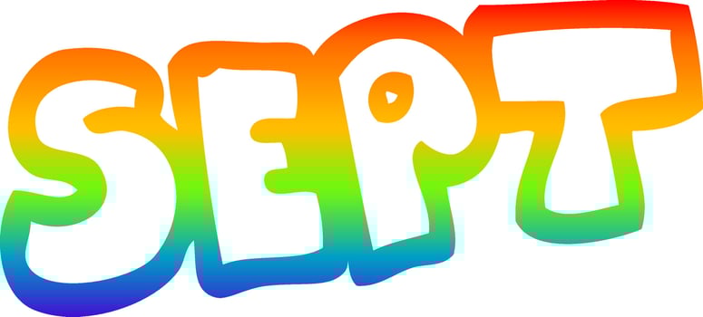 rainbow gradient line drawing cartoon month of september vector
