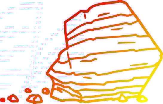 warm gradient line drawing cartoon large rock vector
