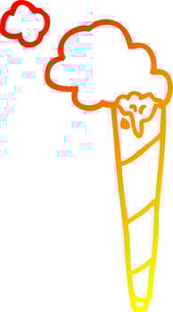warm gradient line drawing cartoon rolled cigarette vector