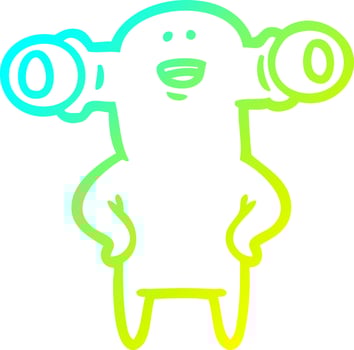 cold gradient line drawing friendly cartoon alien vector