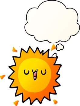 cartoon sun and thought bubble in smooth gradient style vector
