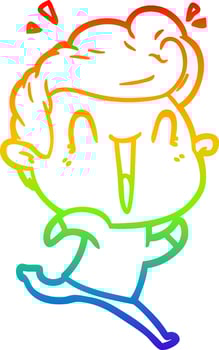 rainbow gradient line drawing cartoon excited man vector