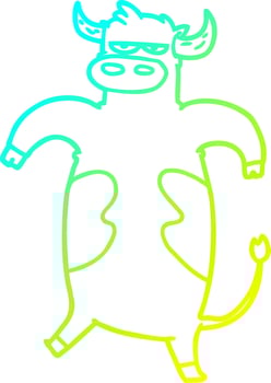 cold gradient line drawing cartoon bull vector