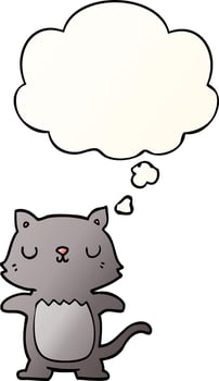 cartoon cat and thought bubble in smooth gradient style vector