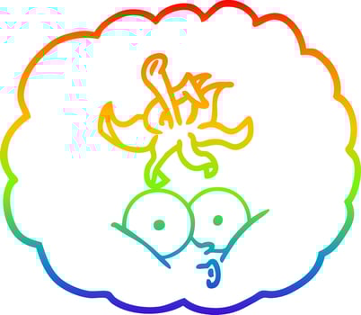 rainbow gradient line drawing cartoon tomato vector