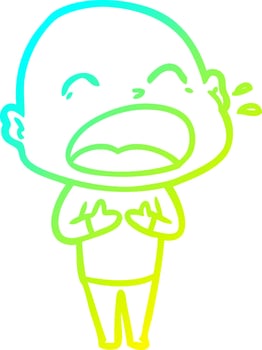 cold gradient line drawing cartoon shouting bald man vector