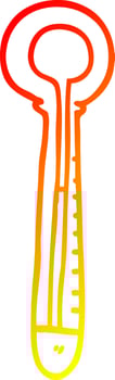 warm gradient line drawing cartoon medical thermometer vector