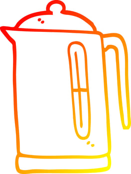 warm gradient line drawing cartoon kettle vector