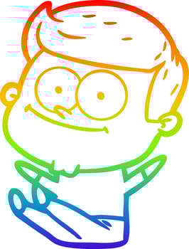 rainbow gradient line drawing cartoon happy man vector