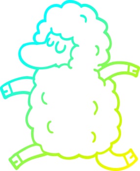 cold gradient line drawing cartoon sheep running vector