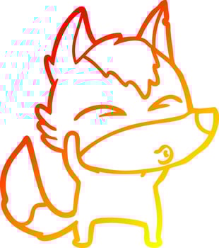 warm gradient line drawing cartoon wolf whistling vector