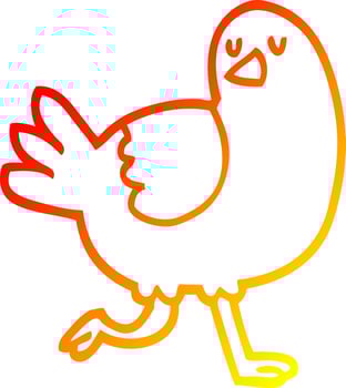 warm gradient line drawing cartoon bird running vector
