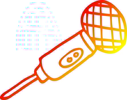 warm gradient line drawing cartoon microphone vector