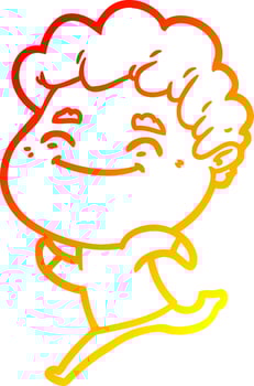 warm gradient line drawing cartoon friendly man vector