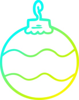 cold gradient line drawing cartoon christmas bauble vector