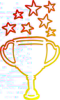 warm gradient line drawing cartoon sports trophy vector
