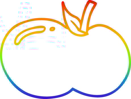 rainbow gradient line drawing cartoon apple vector