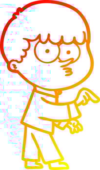 warm gradient line drawing cartoon curious boy vector
