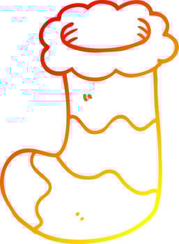 warm gradient line drawing cartoon christmas stocking vector