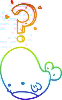 rainbow gradient line drawing cartoon confused whale vector
