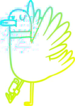 cold gradient line drawing cartoon flapping wood pigeon vector