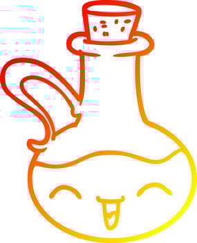 warm gradient line drawing cartoon happy bottle of olive oil vector