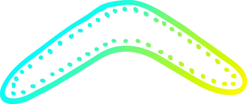 cold gradient line drawing cartoon boomerang vector