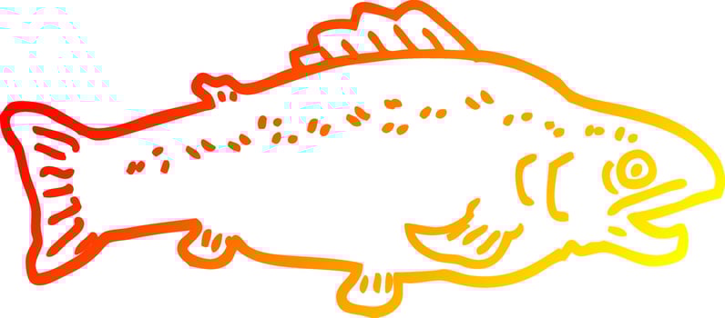 warm gradient line drawing cartoon large fish vector