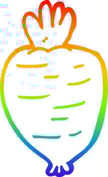 rainbow gradient line drawing cartoon root vegetable vector
