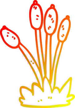 warm gradient line drawing cartoon bed of reeds vector