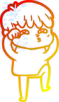 warm gradient line drawing cartoon curious man vector