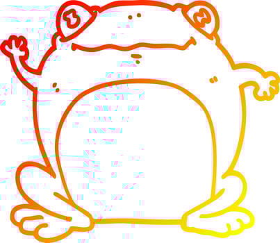 warm gradient line drawing cartoon frog vector