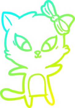 cold gradient line drawing cartoon cat vector