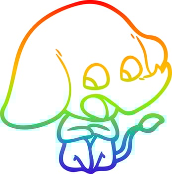 rainbow gradient line drawing cute cartoon elephant vector