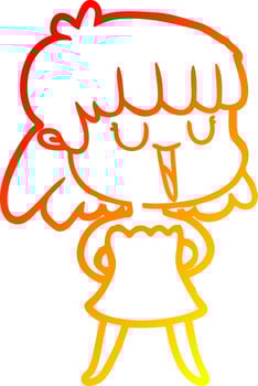 warm gradient line drawing cartoon woman vector