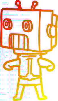 warm gradient line drawing cartoon robot vector
