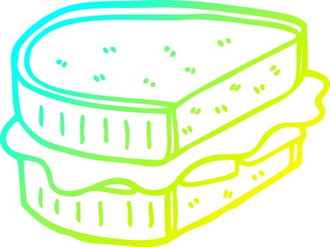 cold gradient line drawing cartoon toasted sandwich vector