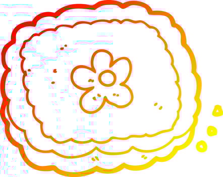 warm gradient line drawing cartoon biscuit vector