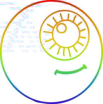 rainbow gradient line drawing cartoon eyeball vector