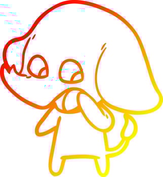 warm gradient line drawing cute cartoon elephant vector