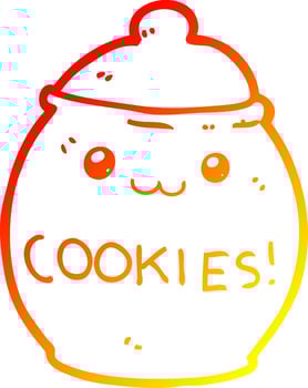 warm gradient line drawing cartoon cookie jar vector