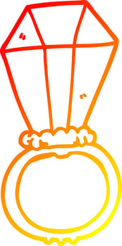 warm gradient line drawing cartoon engagment ring vector