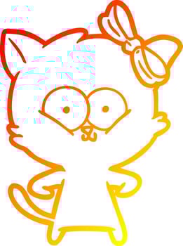 warm gradient line drawing cartoon cat vector