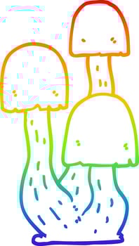 rainbow gradient line drawing cartoon mushroom vector