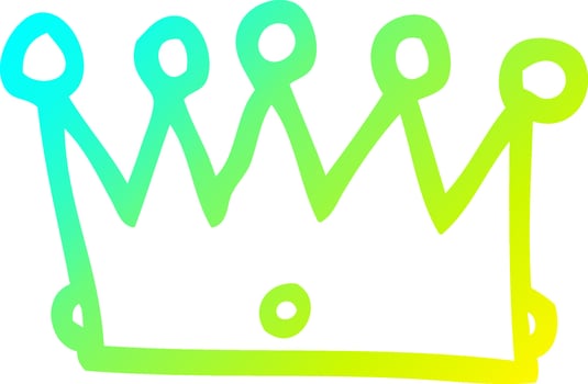 cold gradient line drawing cartoon crown vector