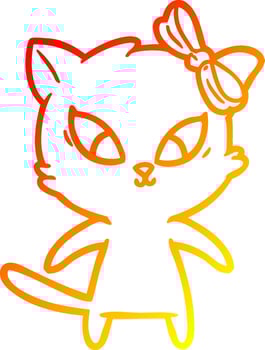 warm gradient line drawing cartoon cat vector