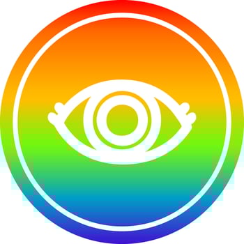 staring eye circular in rainbow spectrum vector