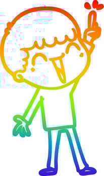 rainbow gradient line drawing cartoon happy man vector