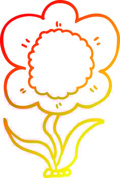 warm gradient line drawing cartoon flower vector