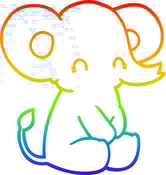 rainbow gradient line drawing cute cartoon elephant vector